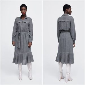 NWT Zara Size XS Midi Belted Dress